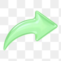 Green arrow png icon sticker, 3D rendering, transparent background