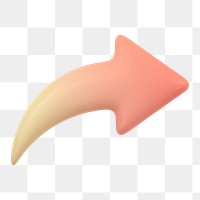 Pink arrow png icon sticker, 3D rendering, transparent background