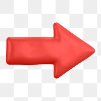 Red arrow png icon sticker, 3D rendering, transparent background