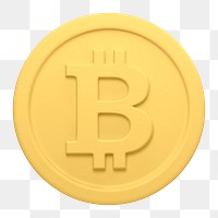 Bitcoin, cryptocurrency png icon sticker, 3D rendering, transparent background