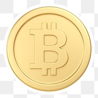 Bitcoin, cryptocurrency png icon sticker, transparent background