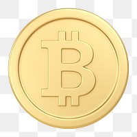 Bitcoin png, cryptocurrency icon sticker, 3D rendering, transparent background