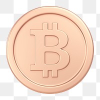 Bitcoin png, cryptocurrency icon sticker, 3D rendering, transparent background