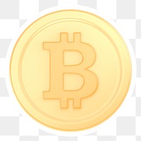 Bitcoin, cryptocurrency png icon sticker, transparent background