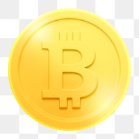 Bitcoin png, cryptocurrency icon sticker, 3D rendering, transparent background