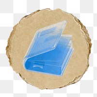 Book, education png icon sticker, ripped paper badge, transparent background