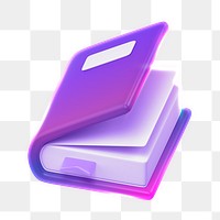 Book, education png icon sticker, 3D rendering, transparent background