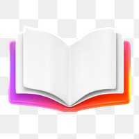 Book, education png icon sticker, 3D rendering, transparent background