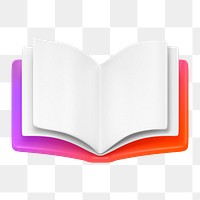 Book png, education icon sticker, 3D rendering, transparent background