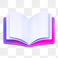 PNG book, education icon sticker, 3D rendering, transparent background