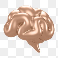 Human brain png icon sticker, 3D rendering, transparent background