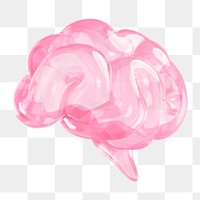 Human brain png icon sticker, 3D rendering, transparent background