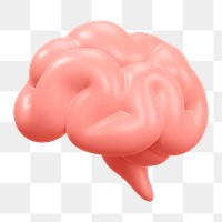 Human brain png icon sticker, 3D rendering, transparent background