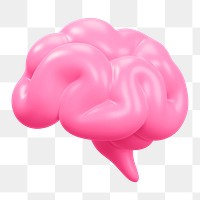 Human brain png icon sticker, 3D rendering, transparent background