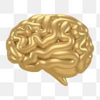 Human brain png icon sticker, 3D rendering, transparent background