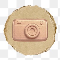 Camera roll png icon sticker, ripped paper badge, transparent background