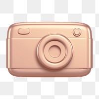 Camera roll png icon sticker, rose gold 3D rendering, transparent background