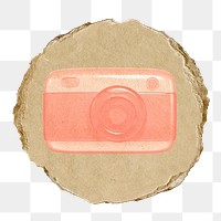 Camera roll png icon sticker, ripped paper badge, transparent background