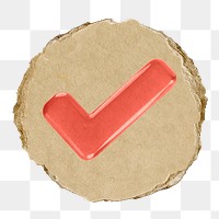 Tick mark png icon sticker, ripped paper badge, transparent background