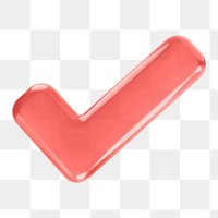 Tick mark png icon sticker, 3D rendering, transparent background