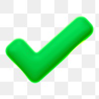 Tick mark png, green icon sticker, 3D rendering, transparent background