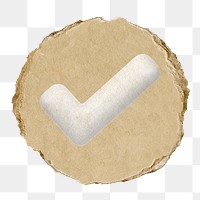 Tick mark png icon sticker, ripped paper badge, transparent background