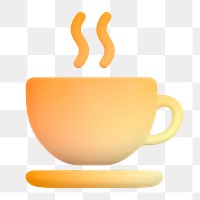 PNG coffee, cafe icon sticker, 3D rendering, transparent background