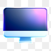 Computer screen png icon sticker, 3D rendering, transparent background