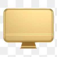 Gold computer png icon sticker, 3D rendering, transparent background