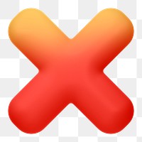 X mark png icon sticker, 3D rendering, transparent background