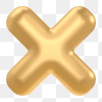 X mark png icon sticker, 3D rendering, transparent background