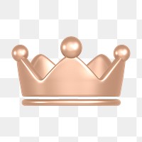 Crown ranking png icon sticker, 3D rendering, transparent background