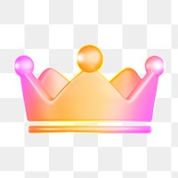 Crown ranking png icon sticker, 3D rendering, transparent background