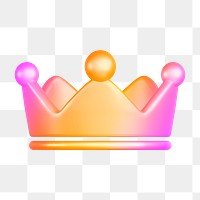 Crown ranking png icon sticker, 3D rendering, transparent background