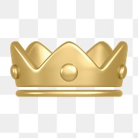 Crown ranking png icon sticker, 3D rendering, transparent background