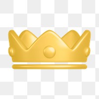 Gold crown png, ranking icon sticker, 3D rendering, transparent background