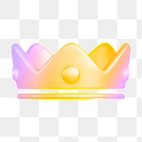 Crown ranking png, neon icon sticker, 3D rendering, transparent background