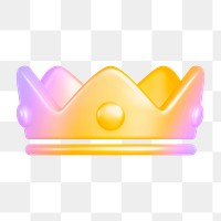 Crown ranking png icon sticker, 3D rendering, transparent background