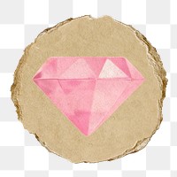 Diamond png icon sticker, ripped paper badge, transparent background