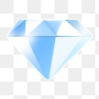 Diamond png icon sticker, 3D rendering, transparent background