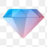 Diamond png icon sticker, 3D rendering, transparent background