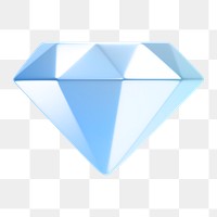 Diamond png icon sticker, 3D rendering, transparent background