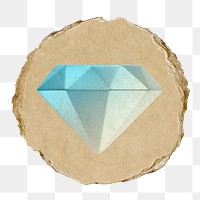 Diamond png icon sticker, ripped paper badge, transparent background