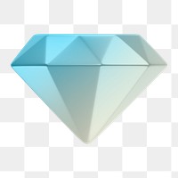 Gradient diamond png icon sticker, 3D rendering, transparent background