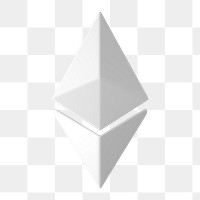 Ethereum blockchain png icon sticker, 3D rendering, transparent background