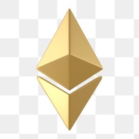 Ethereum blockchain png icon sticker, 3D rendering, transparent background