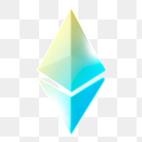 Ethereum blockchain png icon sticker, 3D rendering, transparent background