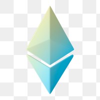 Ethereum blockchain png, gradient icon sticker, 3D rendering, transparent background