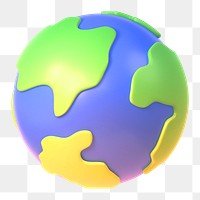 Globe, environment png icon sticker, 3D rendering, transparent background