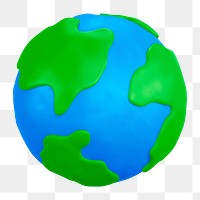 Globe, environment png icon sticker, clay 3D rendering, transparent background